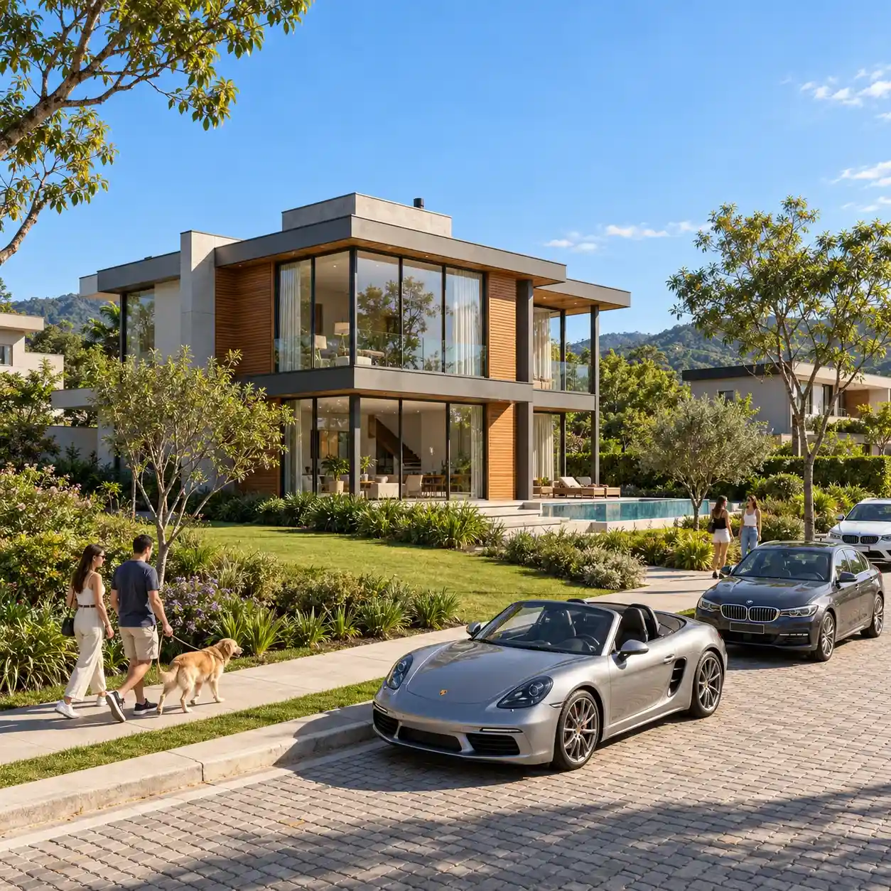 Casa residencial com jardim e piscina privativa ilustrativa